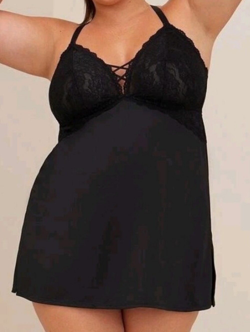 Torrid Curve Deep V Slip In Black Size 5X